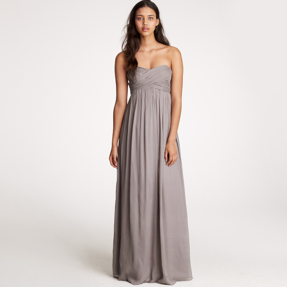 J CREW Strapless Silk Chiffon Taryn Long Dress 0P